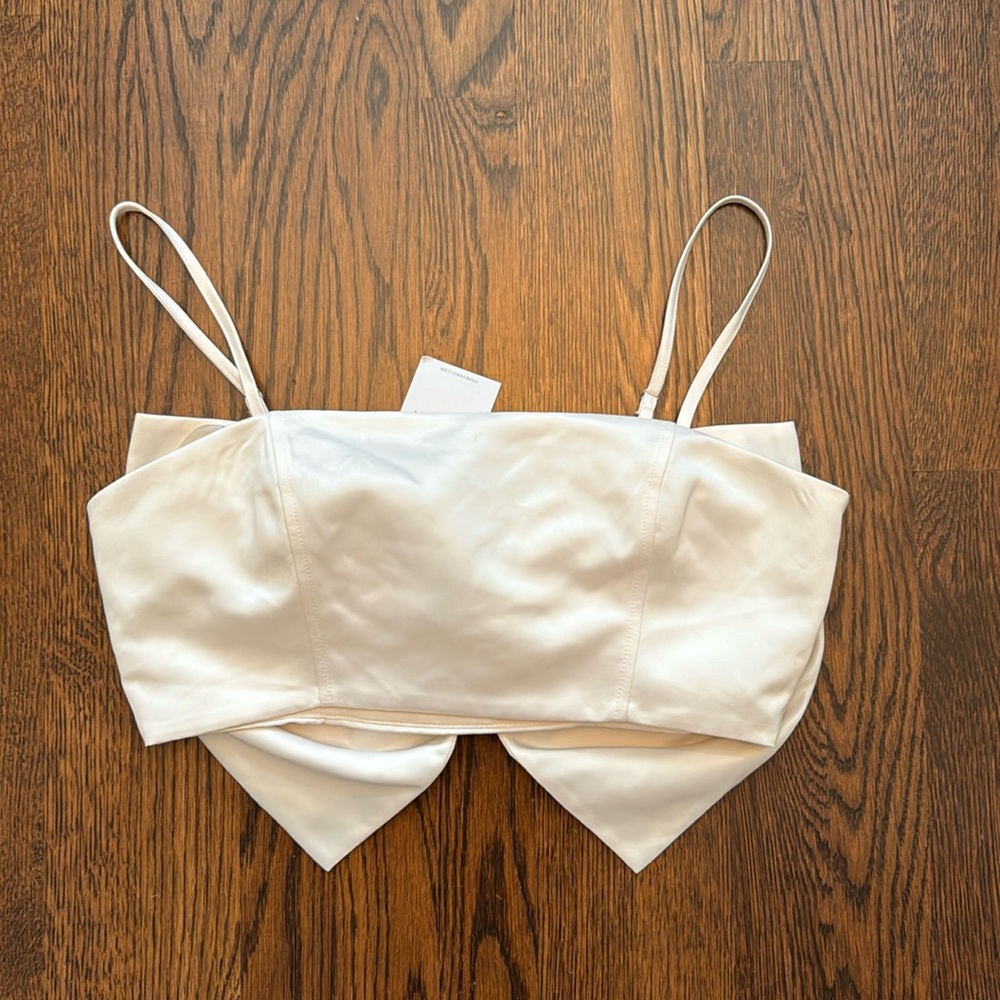 Forever 21 White Cropped Strapless Triangle-Detail Top